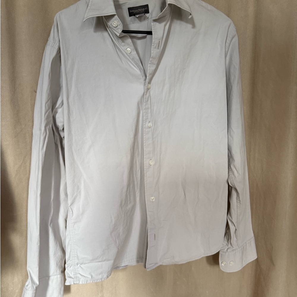 Banana Republic light gray Stretch Shirt L cotton blend